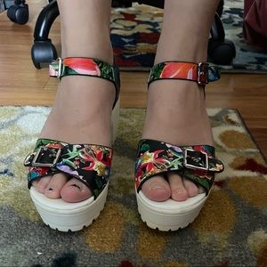 SOLD - Floral Steve Madden Chunk Platform Heels